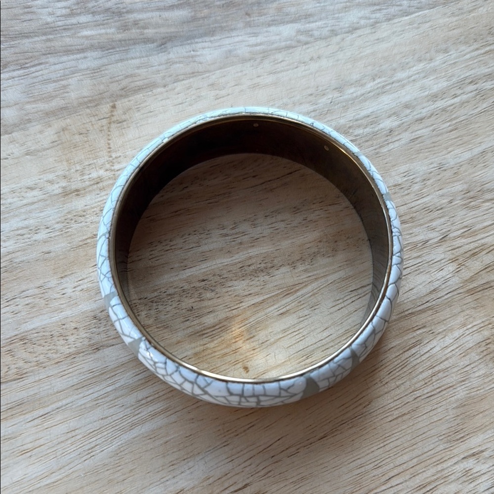 South African White Crackle Bangle Bracelet